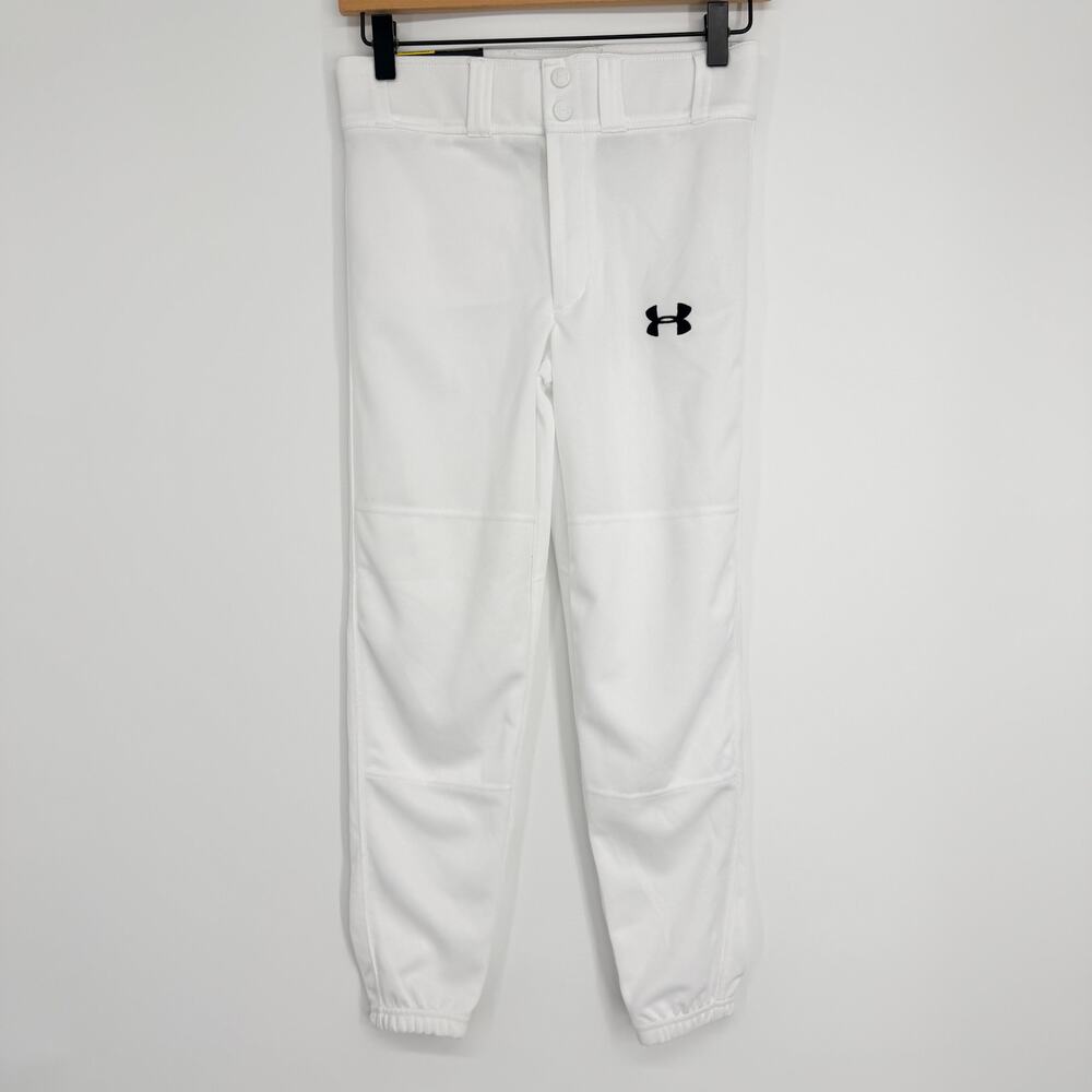 Under Armour Boys Closed Bottom Clean Up Baseball Pants NEW White Relaxed Fit M